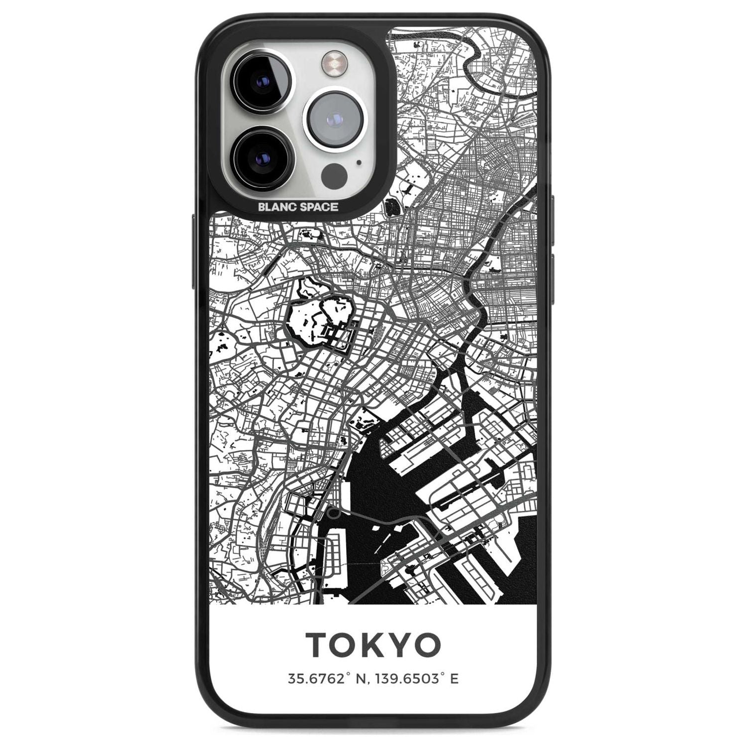 Map of Tokyo, Japan Phone Case iPhone 13 Pro Max / Magsafe Black Impact Case Blanc Space