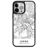 Map of Leeds, England Phone Case iPhone 13 Pro Max / Magsafe Black Impact Case Blanc Space