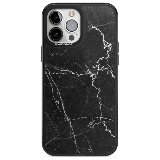 Bold Black Marble with White Texture Phone Case iPhone 13 Pro Max / Magsafe Black Impact Case Blanc Space