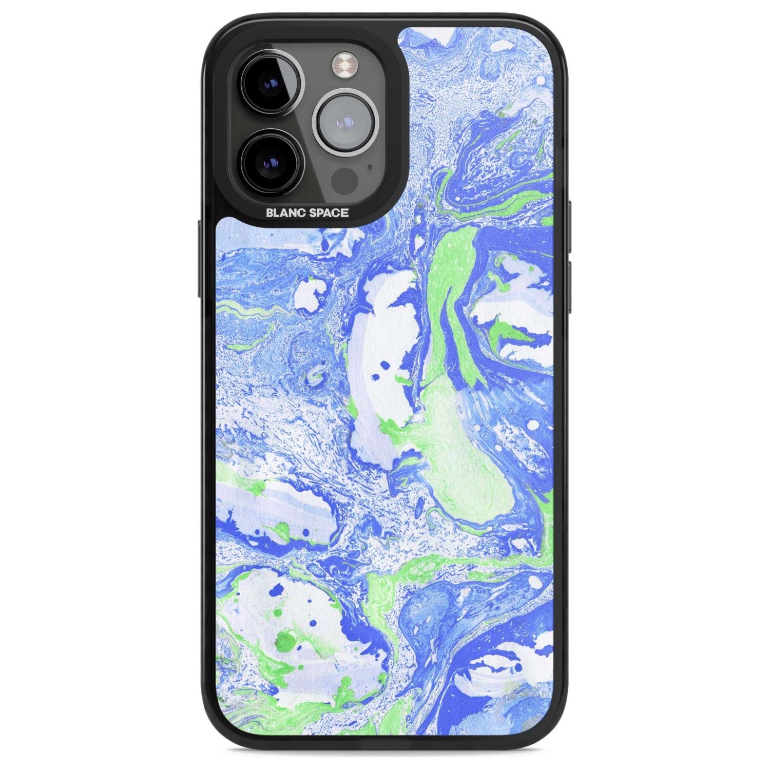 Dark Blue & Green Marbled Paper Pattern Phone Case iPhone 13 Pro Max / Magsafe Black Impact Case Blanc Space