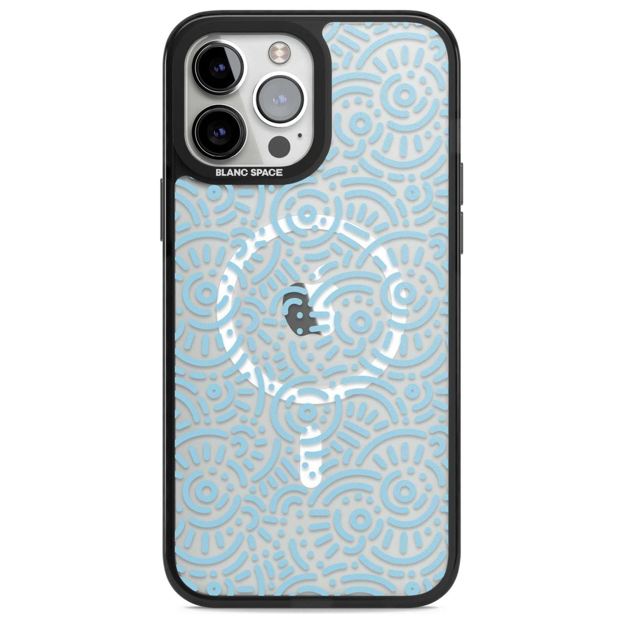 Light Blue Pattern Memphis Retro Pattern Design Phone Case iPhone 13 Pro Max / Magsafe Black Impact Case Blanc Space