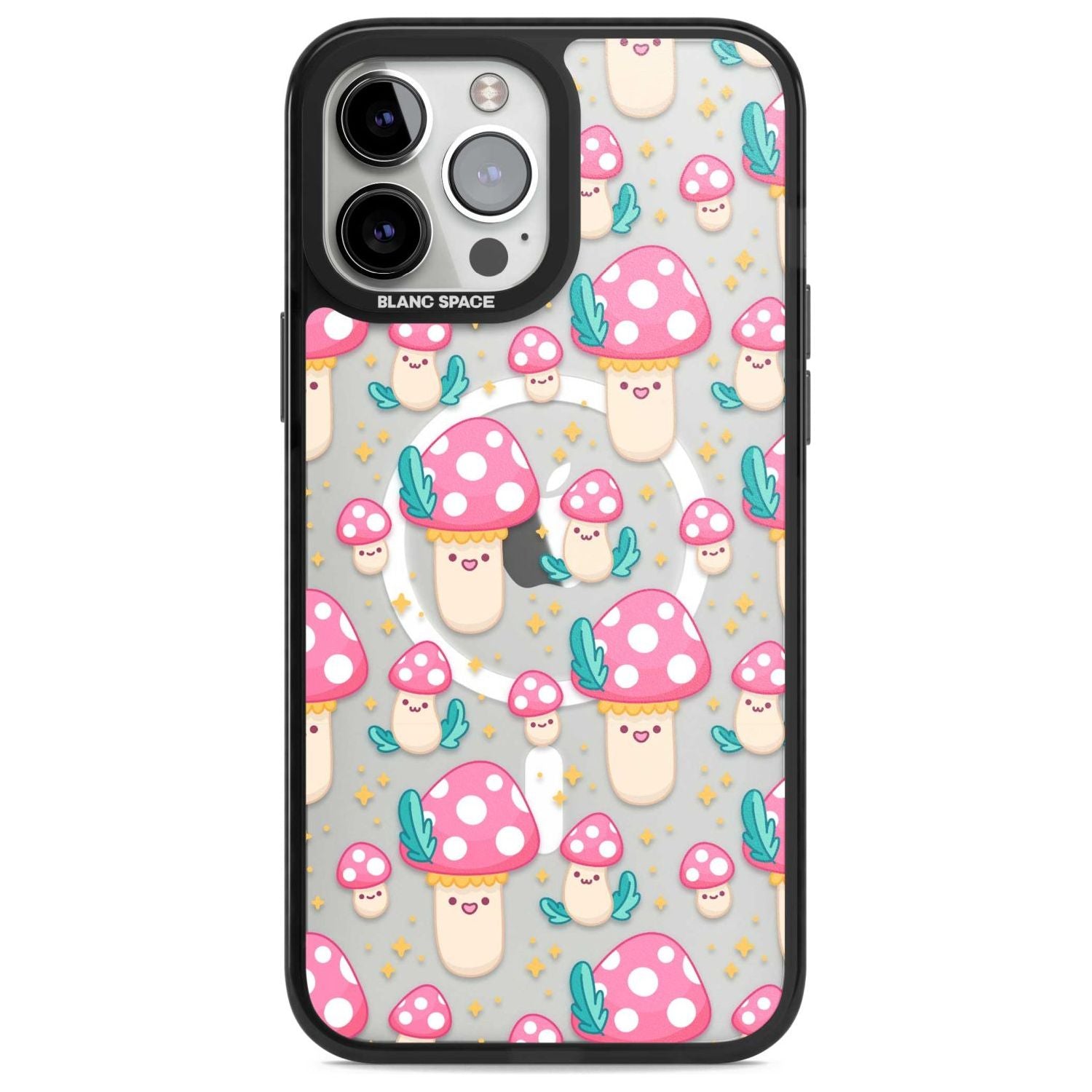 Cute Mushrooms Pattern Phone Case iPhone 13 Pro Max / Magsafe Black Impact Case Blanc Space