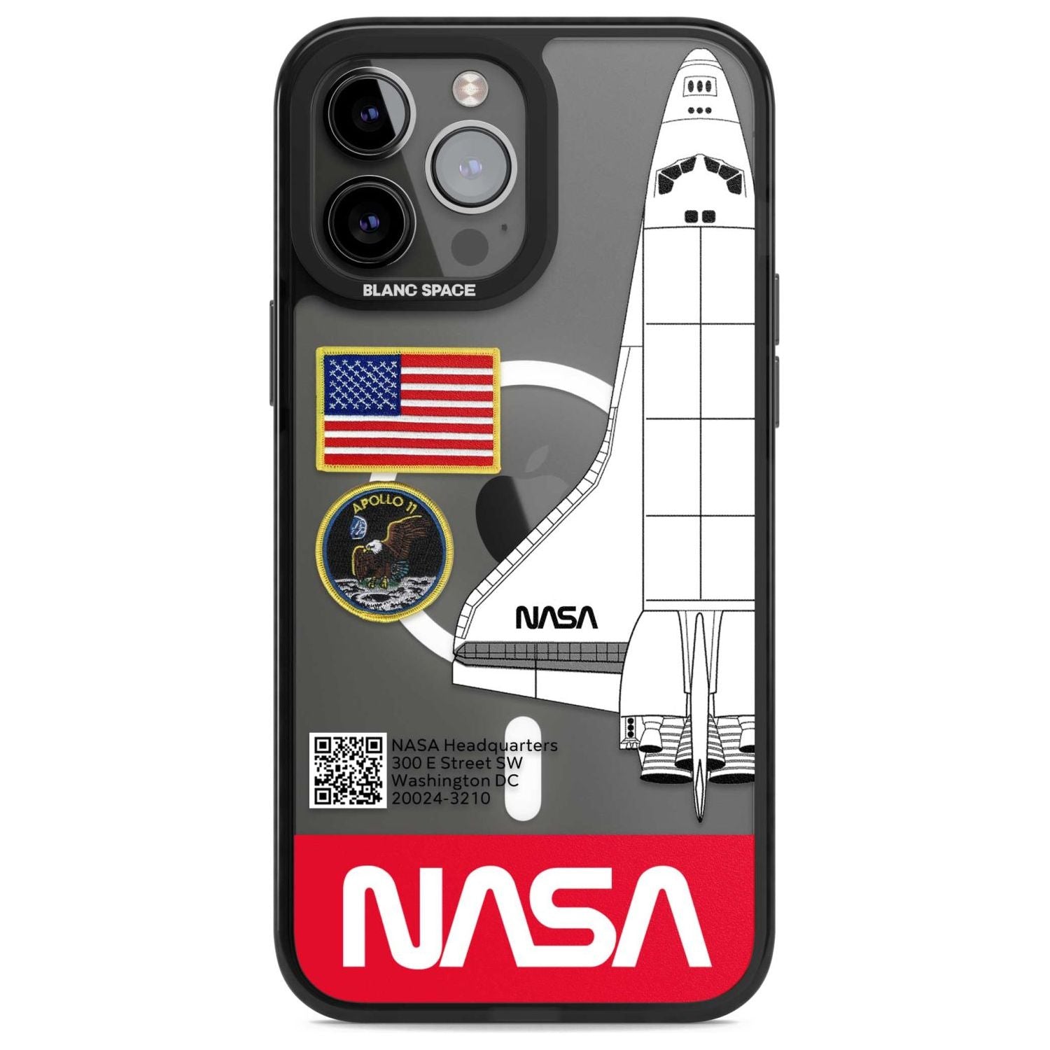 NASA Apollo 11 Phone Case iPhone 13 Pro Max / Magsafe Black Impact Case Blanc Space