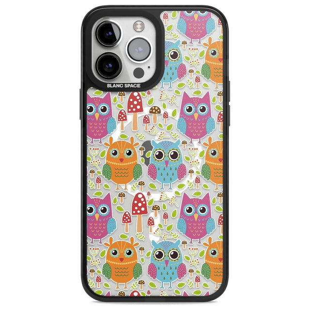 Forrest Owl Clear Pattern Phone Case iPhone 13 Pro Max / Magsafe Black Impact Case Blanc Space