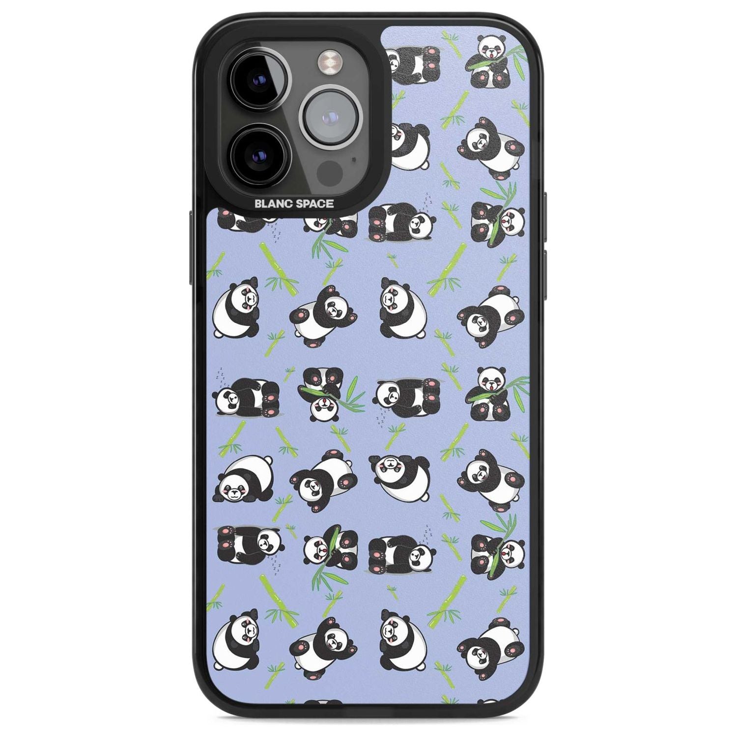 Panda Pattern Phone Case iPhone 13 Pro Max / Magsafe Black Impact Case Blanc Space