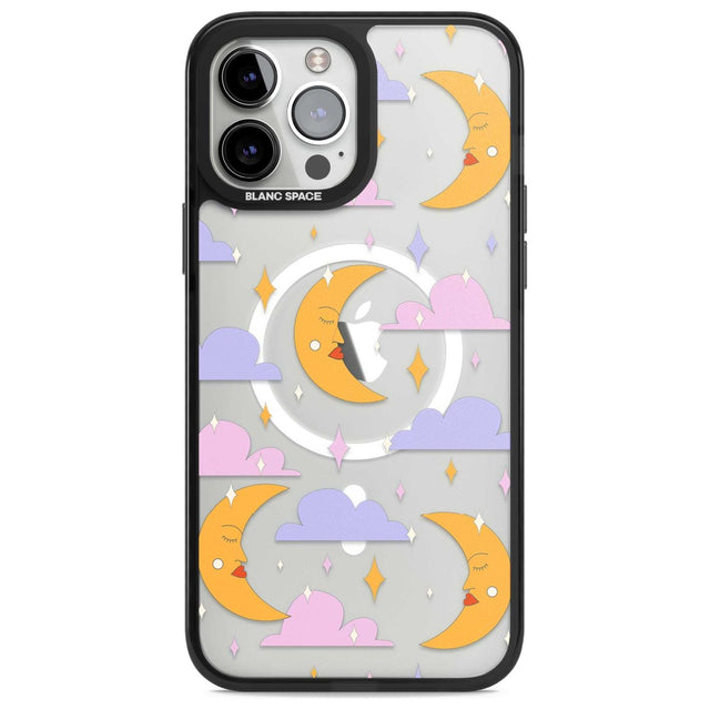 Moons & Clouds Phone Case iPhone 13 Pro Max / Magsafe Black Impact Case Blanc Space