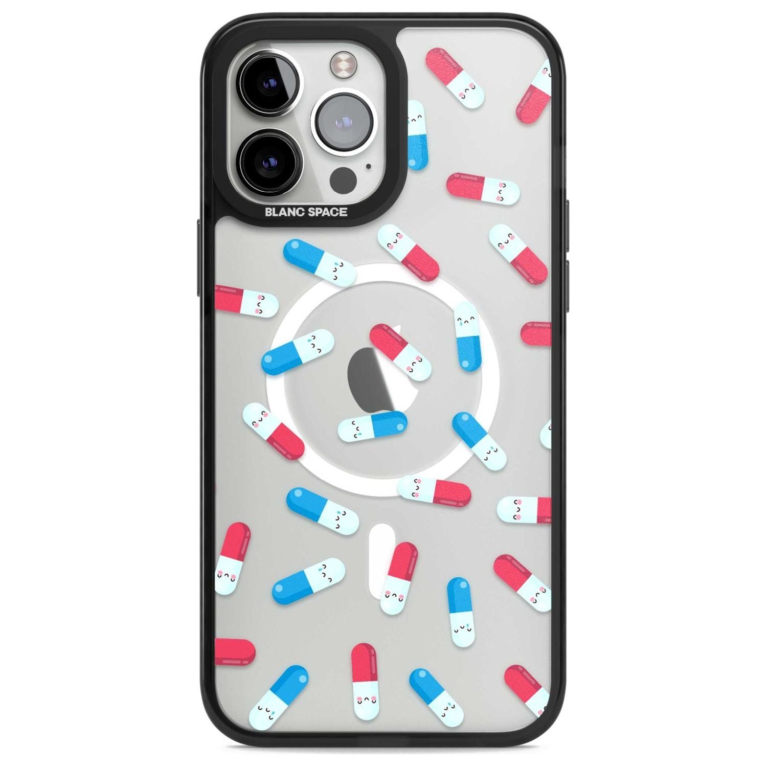 Kawaii Pill Pattern Phone Case iPhone 13 Pro Max / Magsafe Black Impact Case Blanc Space