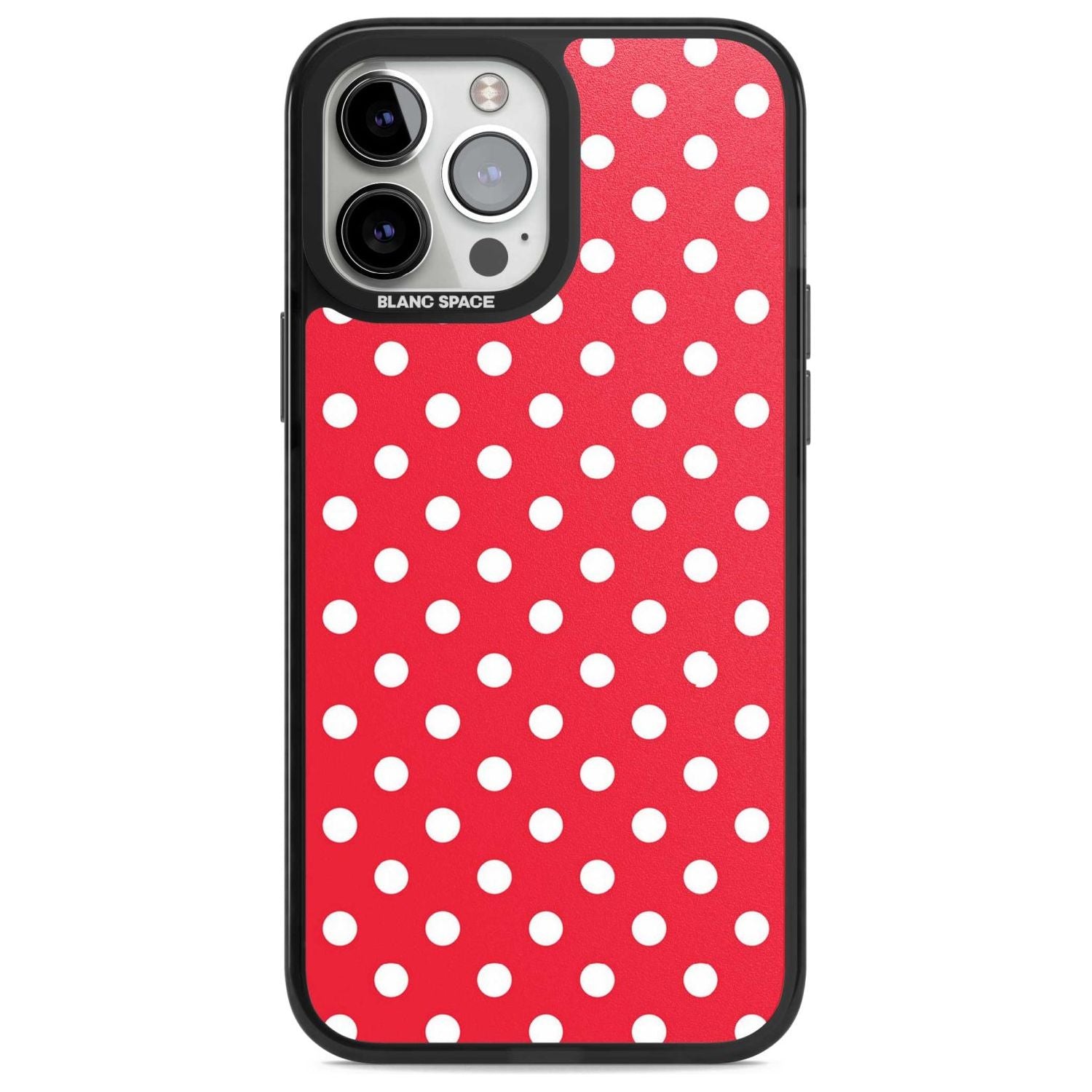 Designer Lava Red Polka Dot Phone Case iPhone 13 Pro Max / Magsafe Black Impact Case Blanc Space