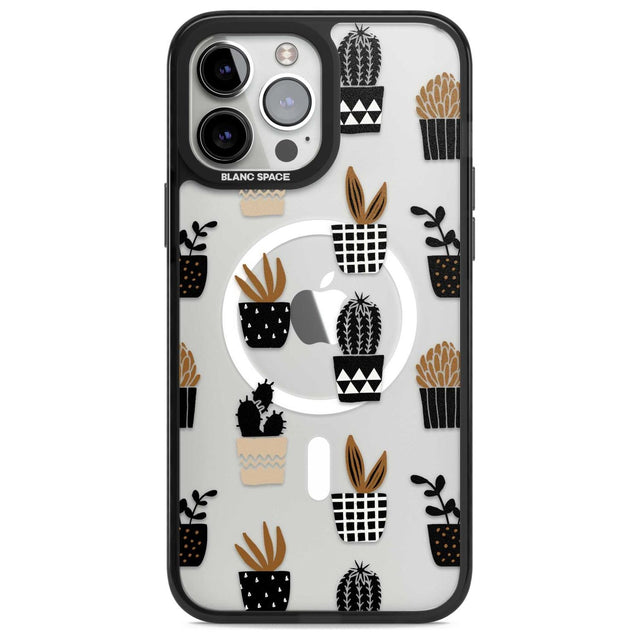 Large Mixed Plants Pattern - Clear Phone Case iPhone 13 Pro Max / Magsafe Black Impact Case Blanc Space