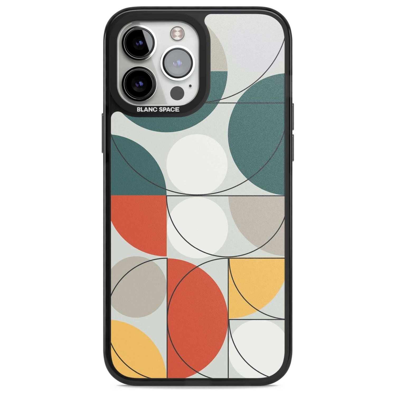 Abstract Half Circles Phone Case iPhone 13 Pro Max / Magsafe Black Impact Case Blanc Space