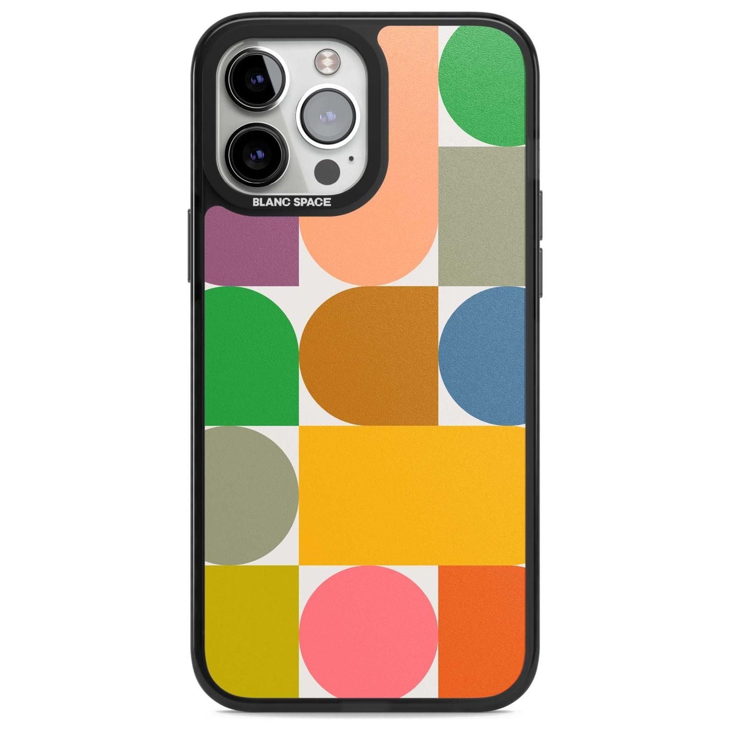 Abstract Retro Shapes: Rainbow Mix Phone Case iPhone 13 Pro Max / Magsafe Black Impact Case Blanc Space