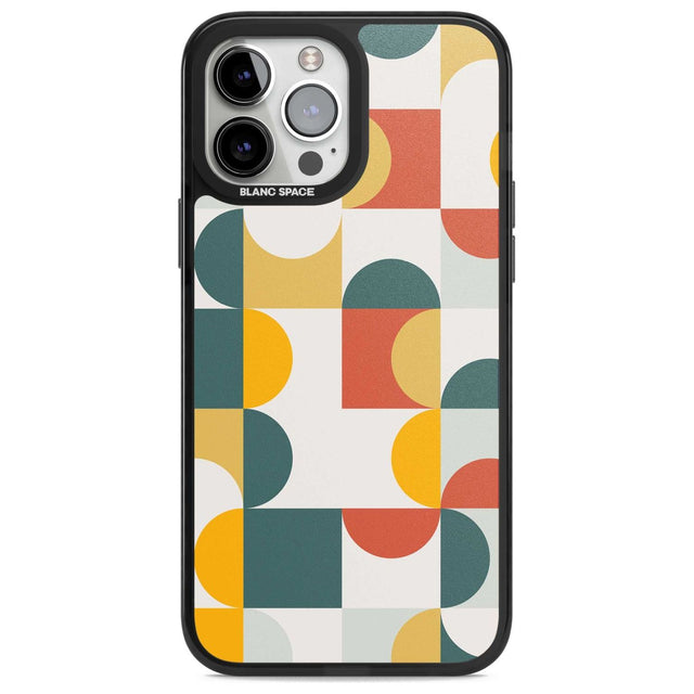 Abstract Retro Shapes: Muted Colour Mix Phone Case iPhone 13 Pro Max / Magsafe Black Impact Case Blanc Space