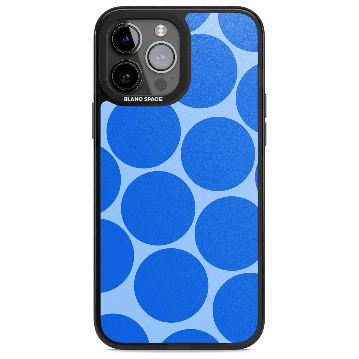 Abstract Retro Shapes: Blue Dots Phone Case iPhone 13 Pro Max / Magsafe Black Impact Case Blanc Space