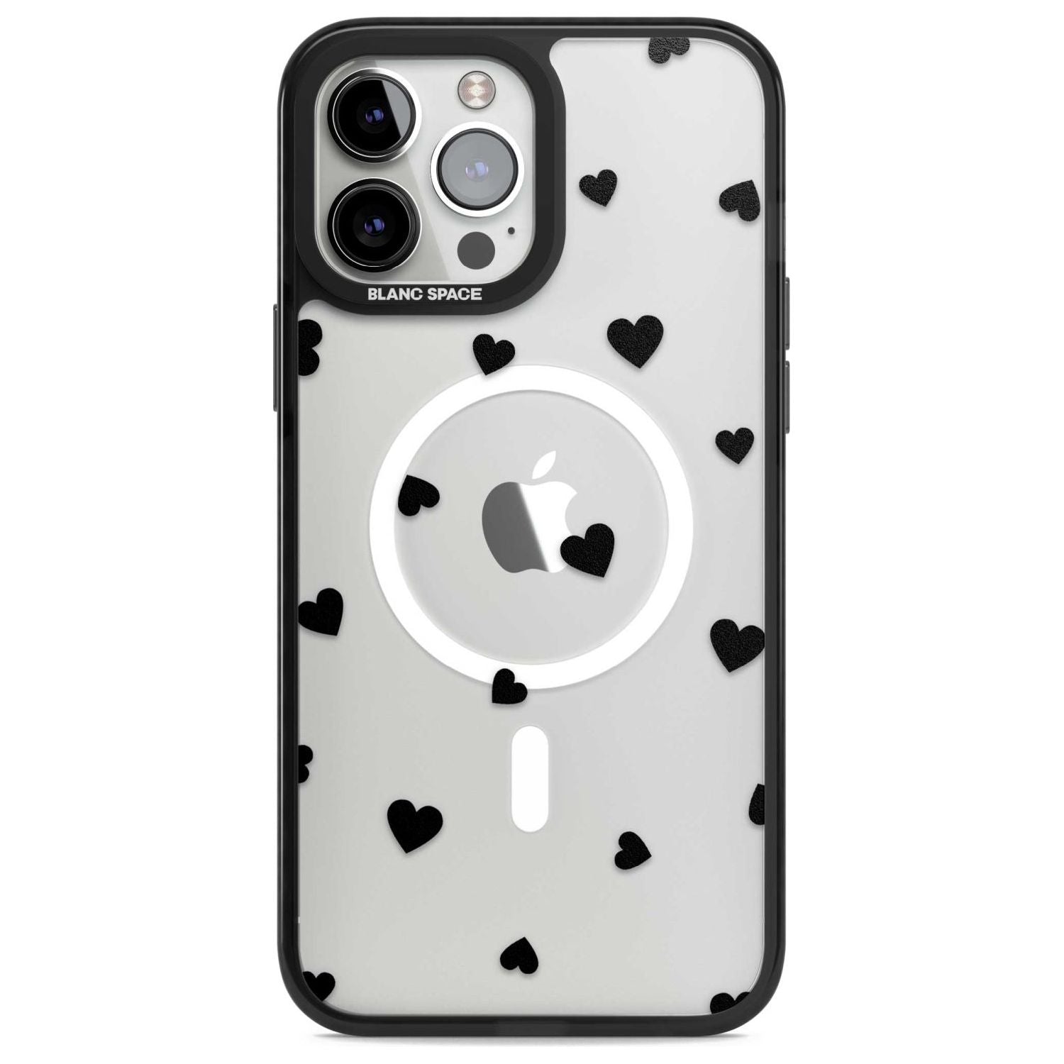 Black Hearts Pattern Phone Case iPhone 13 Pro Max / Magsafe Black Impact Case Blanc Space