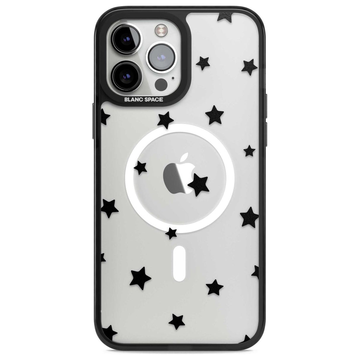 Black Stars Pattern Phone Case iPhone 13 Pro Max / Magsafe Black Impact Case Blanc Space