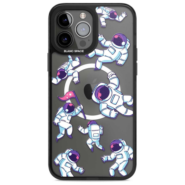 Astronaut Pattern Phone Case iPhone 13 Pro Max / Magsafe Black Impact Case Blanc Space