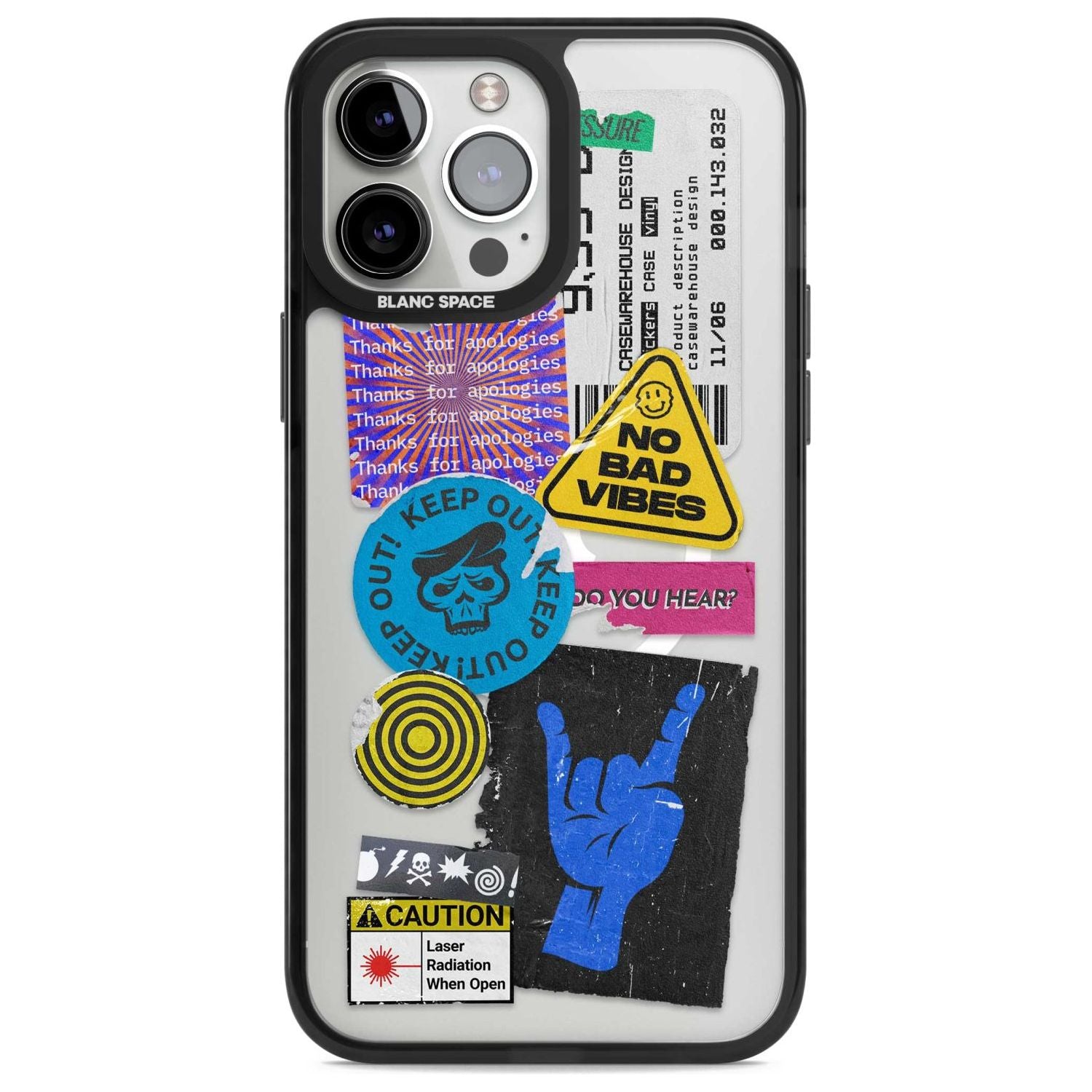 No Bad Vibes Sticker Mix Phone Case iPhone 13 Pro Max / Magsafe Black Impact Case Blanc Space