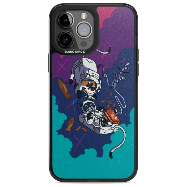 Cats In Space Phone Case iPhone 13 Pro Max / Magsafe Black Impact Case Blanc Space