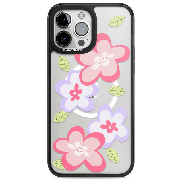 Funky Flowers Phone Case iPhone 13 Pro Max / Magsafe Black Impact Case Blanc Space
