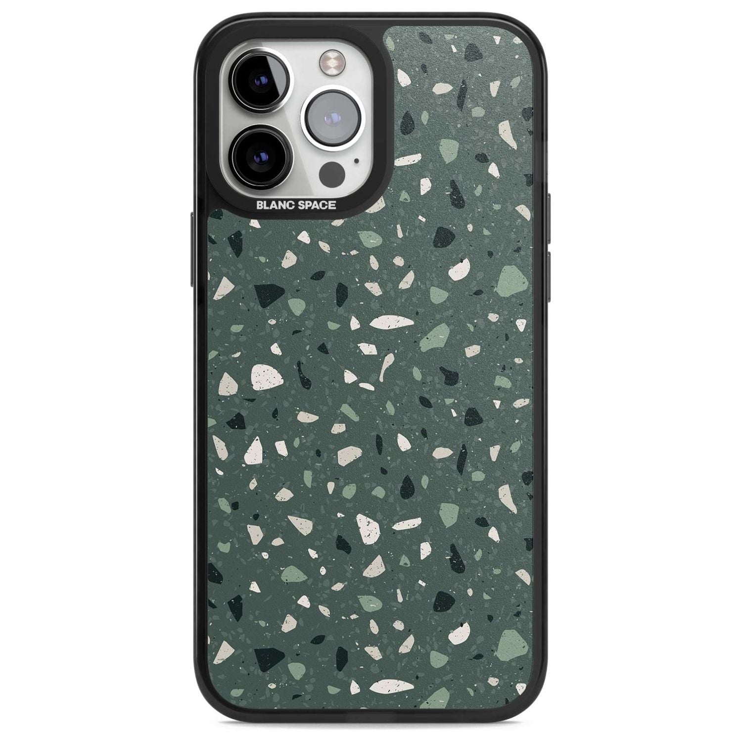 Green & Cream Terrazzo Pattern Phone Case iPhone 13 Pro Max / Magsafe Black Impact Case Blanc Space