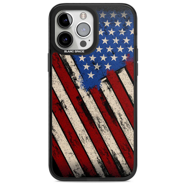 Distressed US Flag Phone Case iPhone 13 Pro Max / Magsafe Black Impact Case Blanc Space