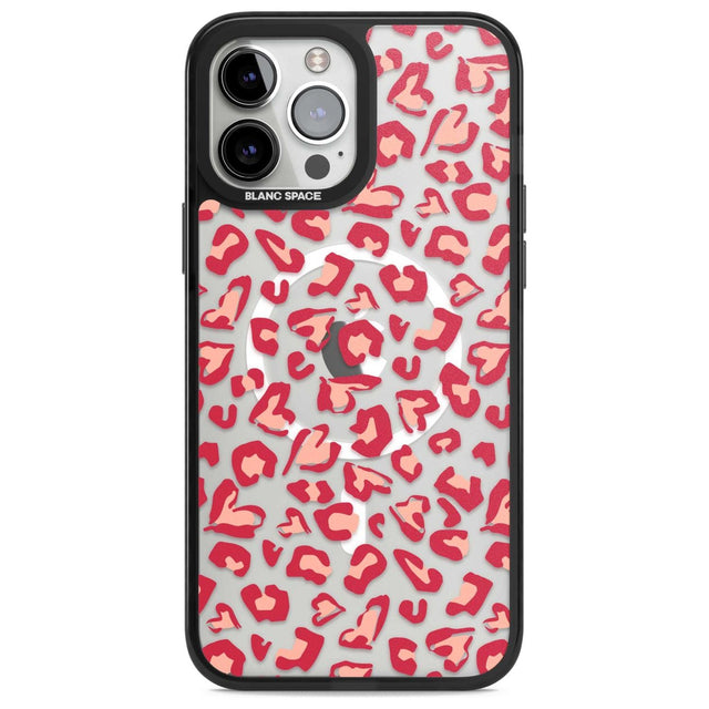 Heart Leopard Print Phone Case iPhone 13 Pro Max / Magsafe Black Impact Case Blanc Space