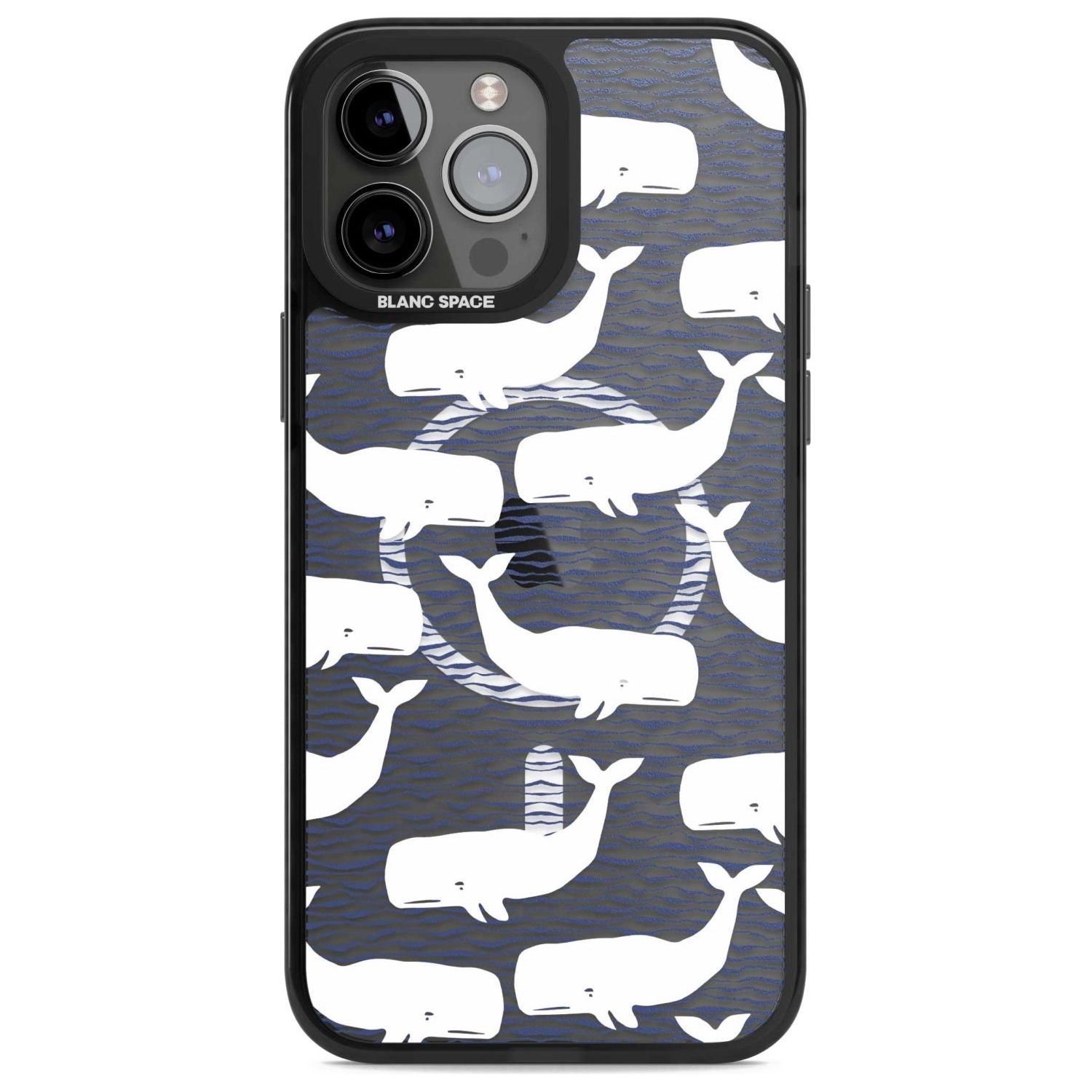 Cute Whales (Transparent) Phone Case iPhone 13 Pro Max / Magsafe Black Impact Case Blanc Space