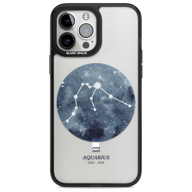 Aquarius Zodiac Transparent Design - Blue Phone Case iPhone 13 Pro Max / Magsafe Black Impact Case Blanc Space