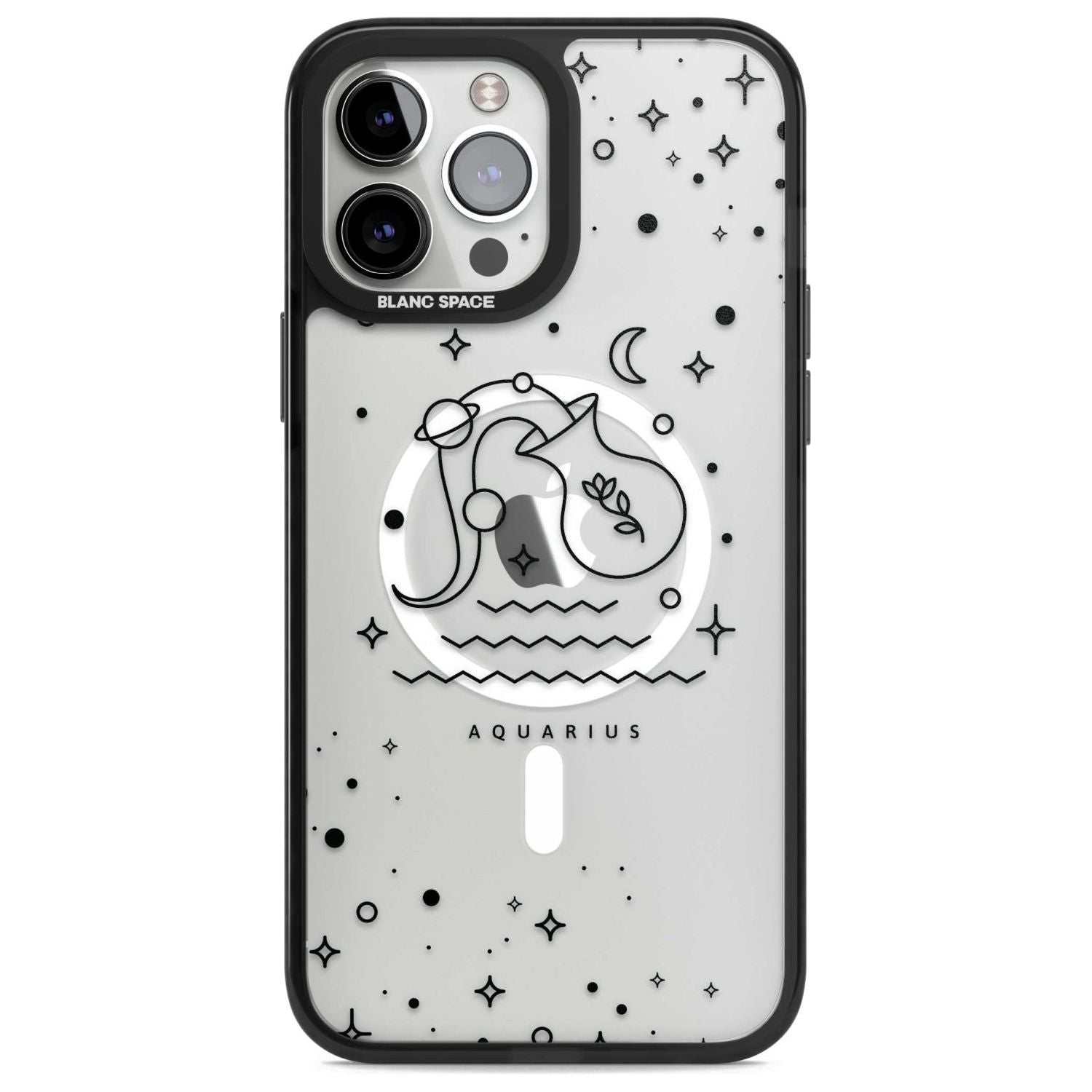 Aquarius Emblem - Transparent Design Phone Case iPhone 13 Pro Max / Magsafe Black Impact Case Blanc Space