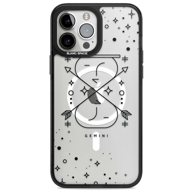 Gemini Emblem - Transparent Design Phone Case iPhone 13 Pro Max / Magsafe Black Impact Case Blanc Space