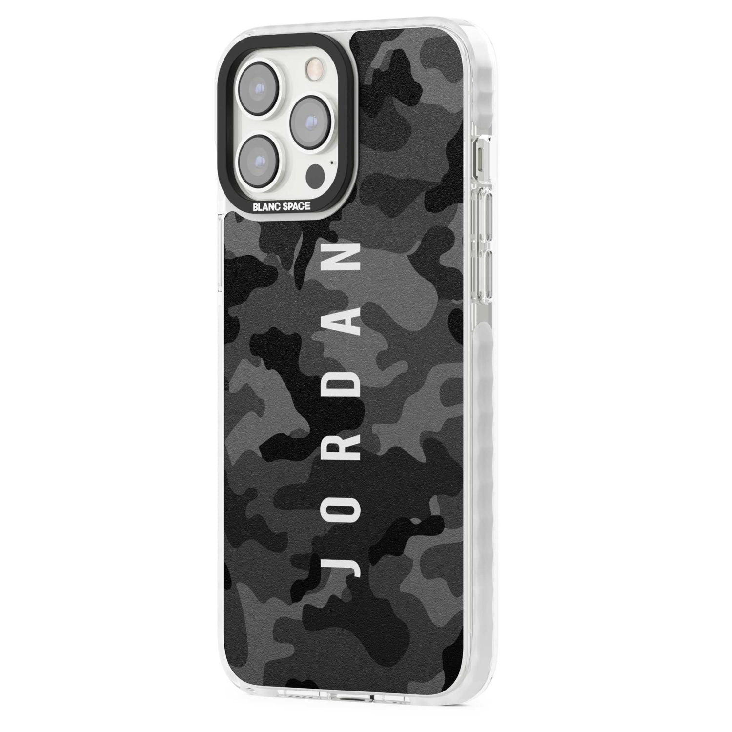 Personalised Small Vertical Name Black Camouflage