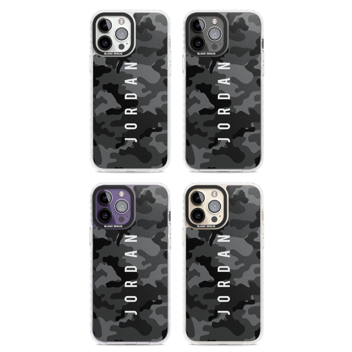 Personalised Small Vertical Name Black Camouflage
