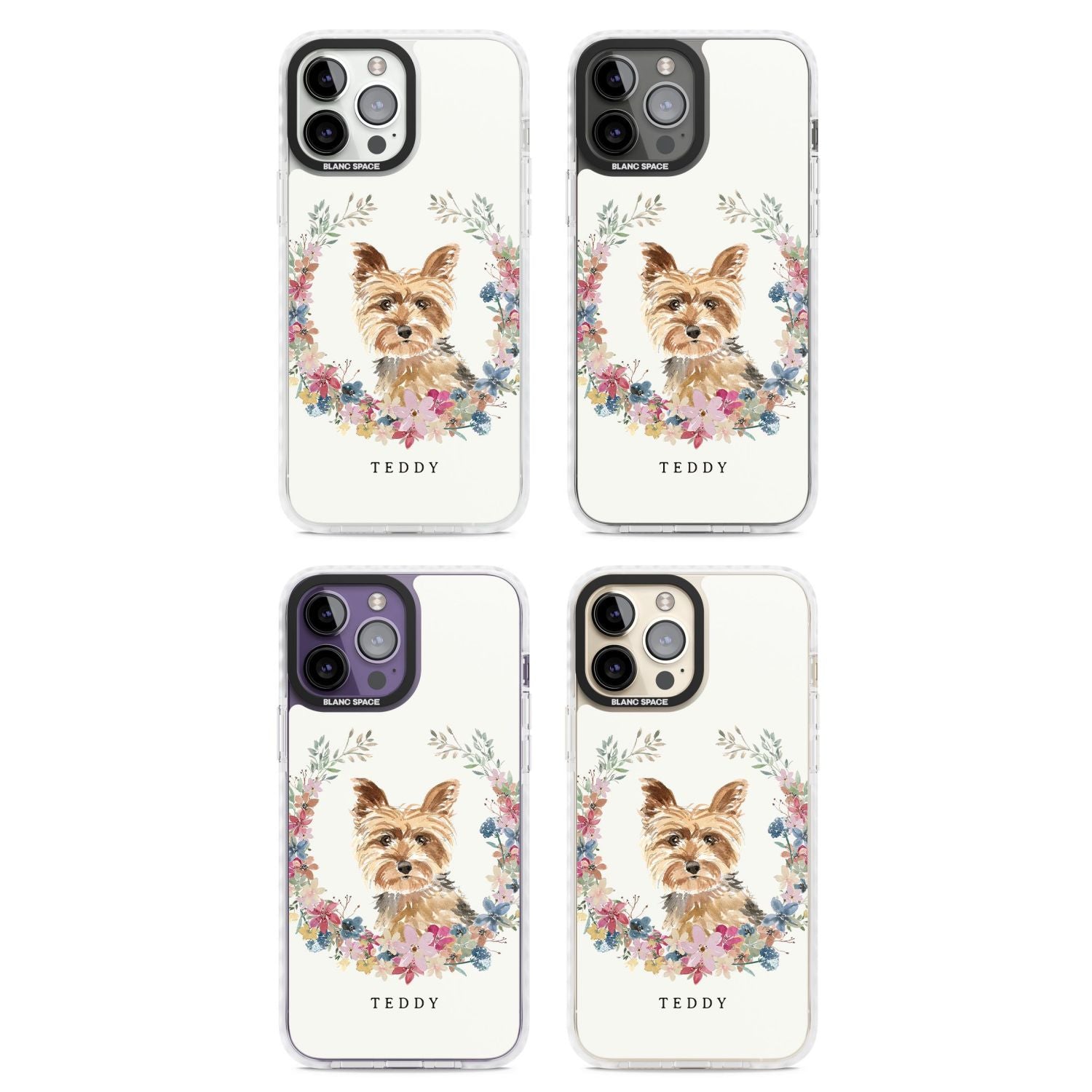 Personalised Yorkshire Terrier Floral Portrait