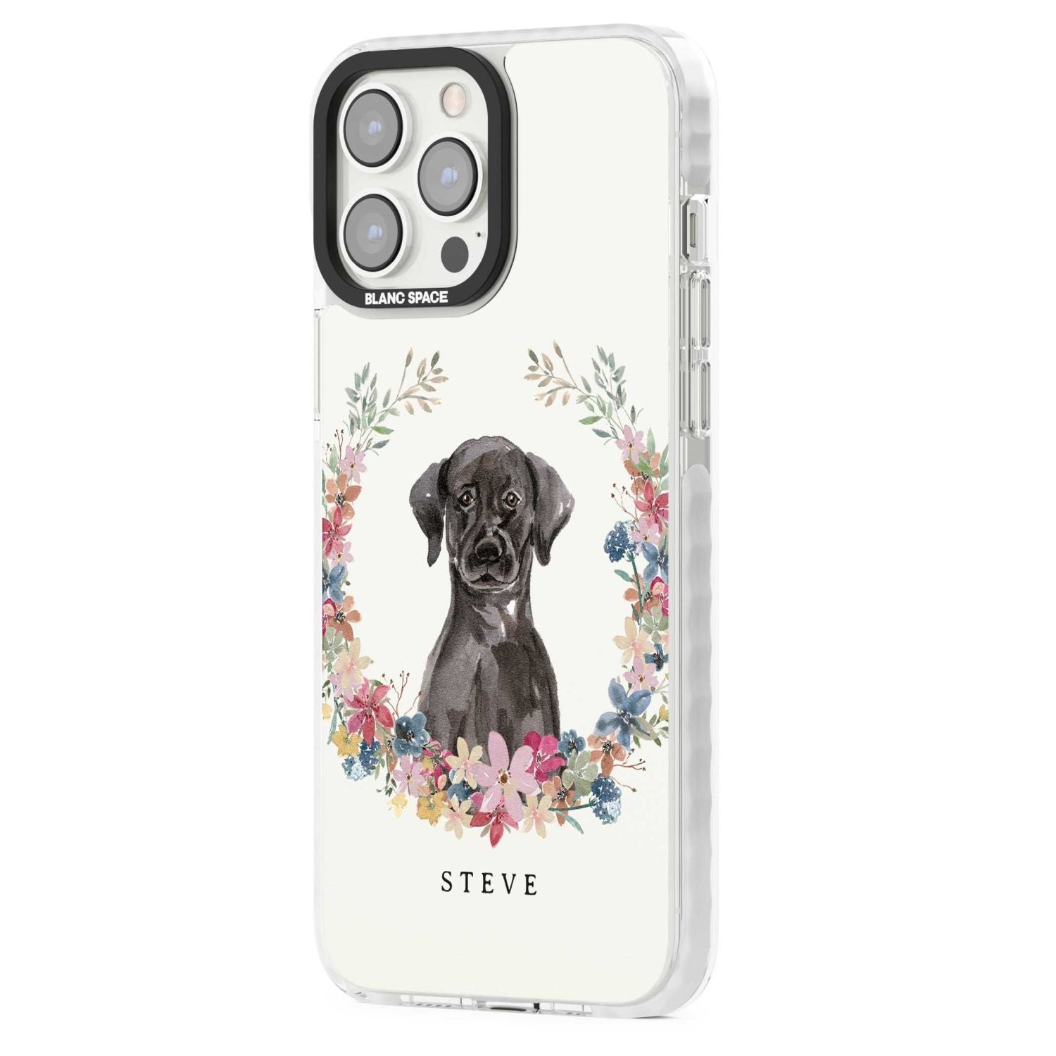 Personalised Black Labrador Floral Portrait