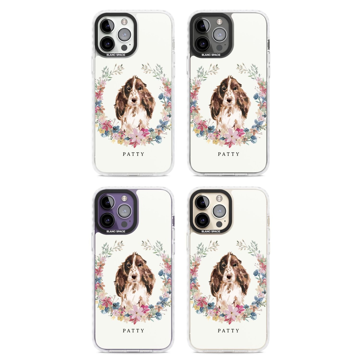 Personalised Cocker Spaniel Floral Portrait