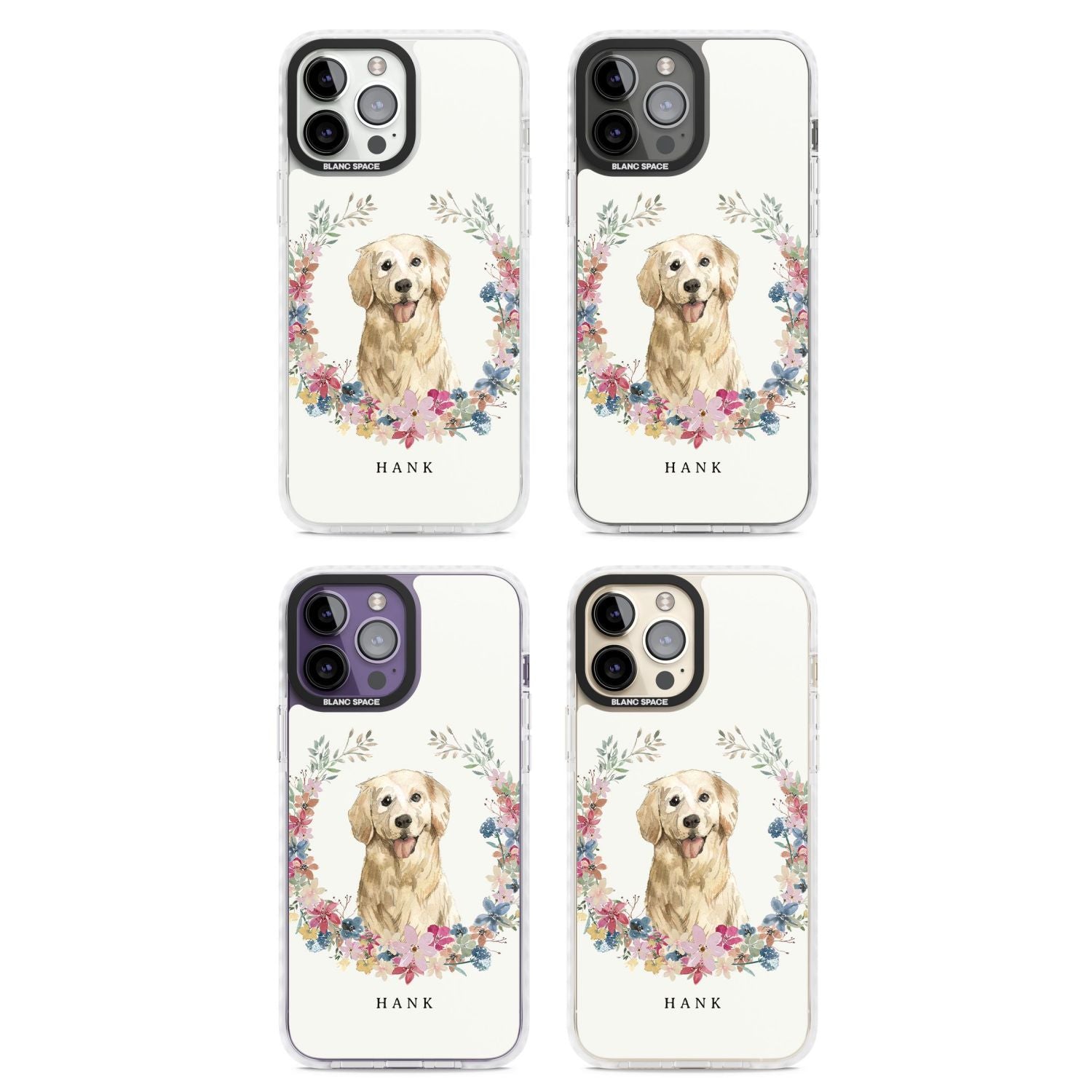 Personalised Golden Retriever Floral Portrait