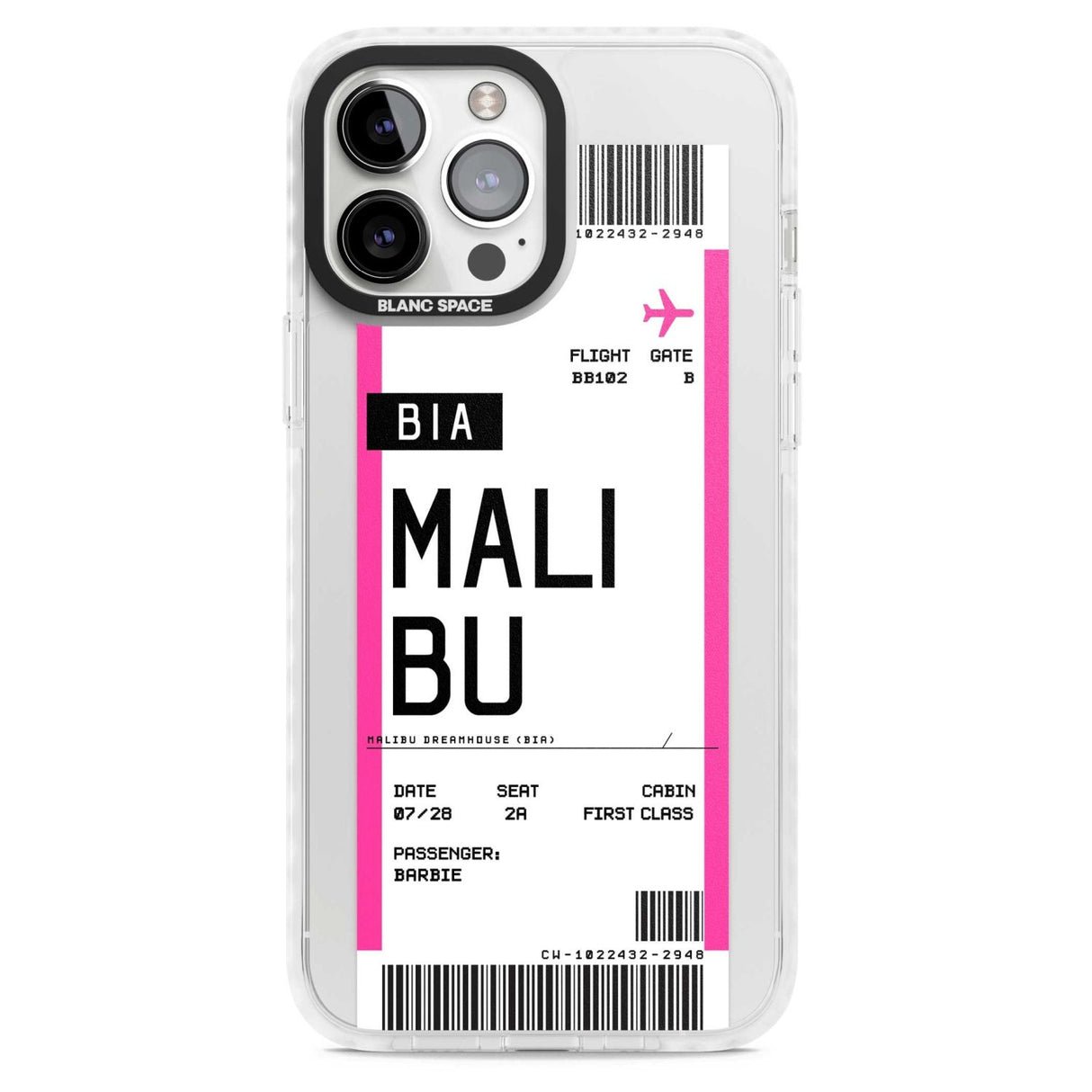 Personalised Pink Malibu Boarding Pass