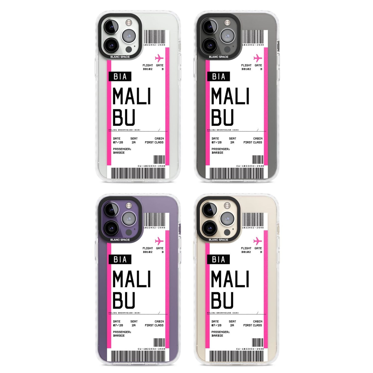 Personalised Pink Malibu Boarding Pass