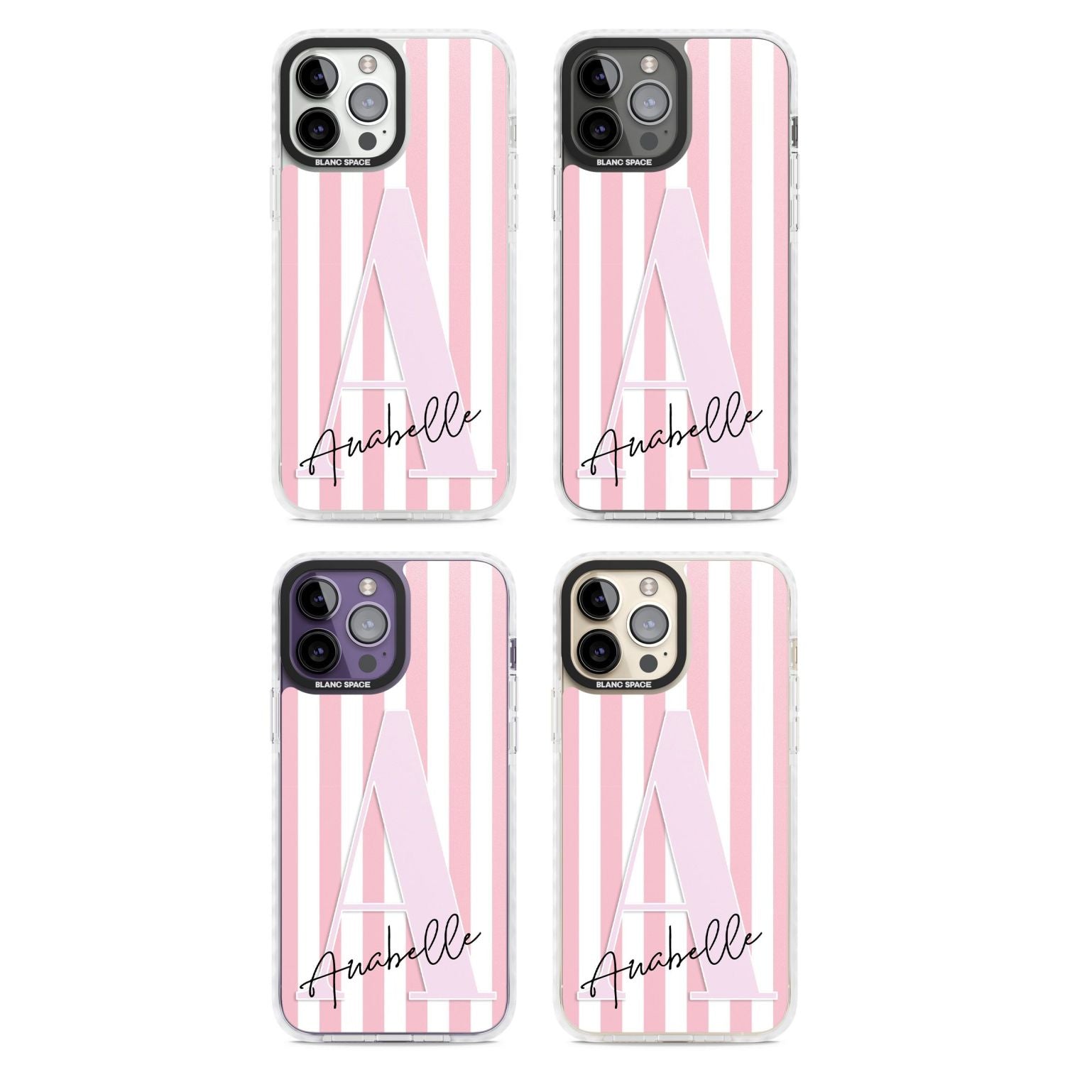 Personalised Pink Stripes & Monogram