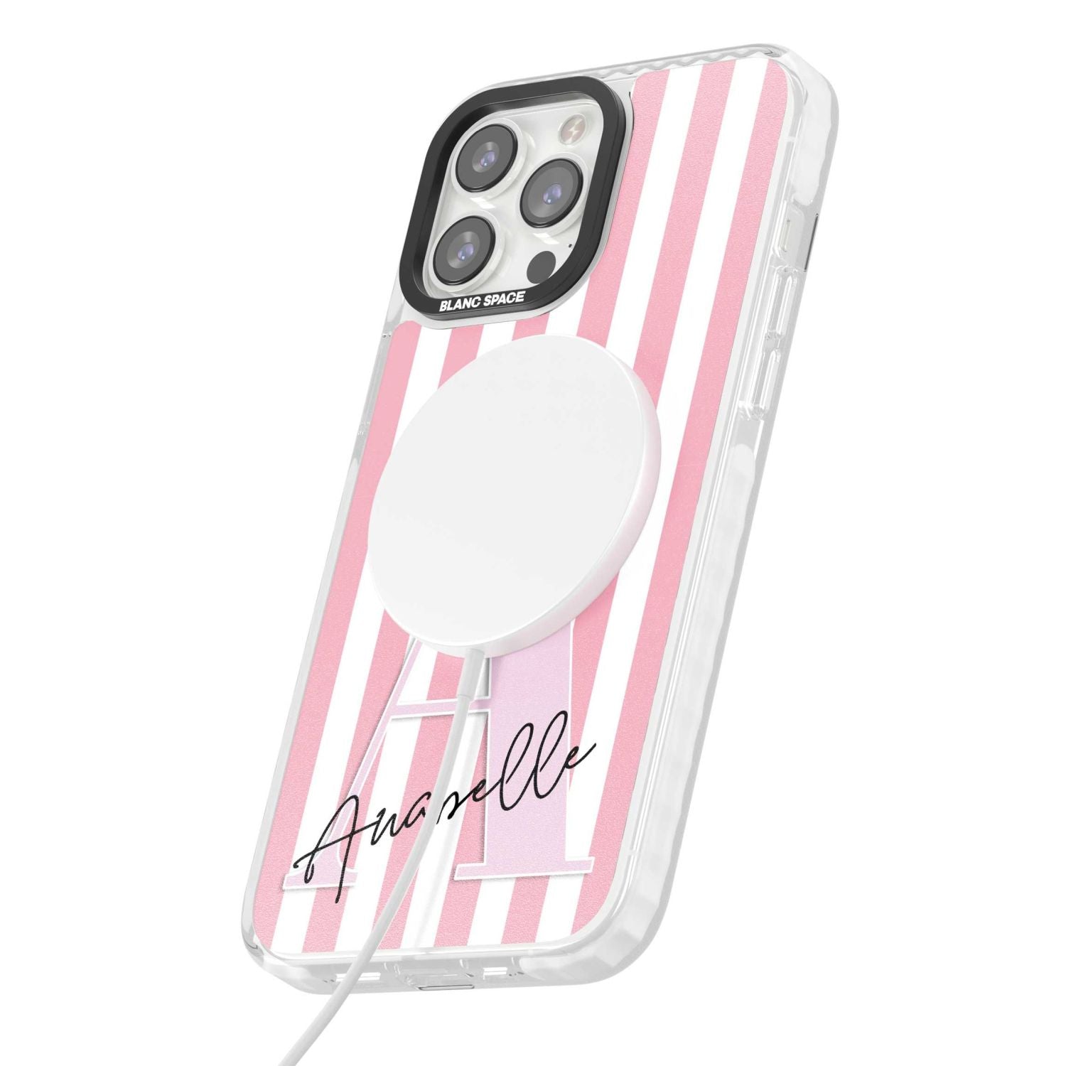 Personalised Pink Stripes & Monogram