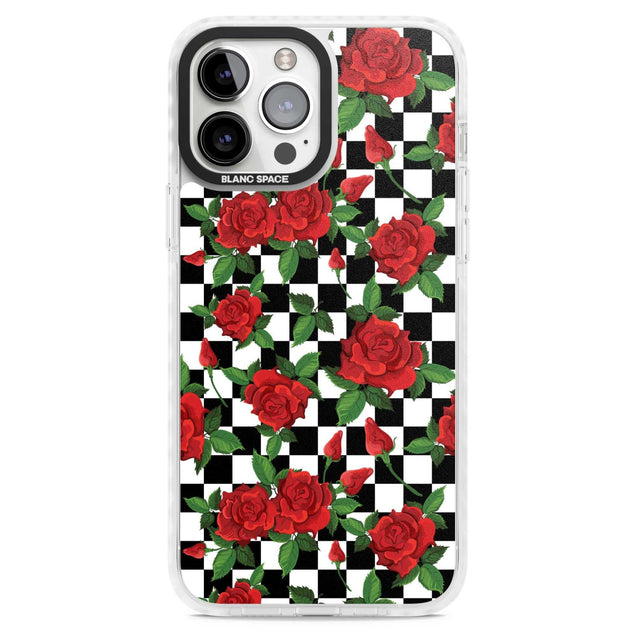 Checkered Pattern & Red Roses