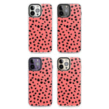 Black on Salmon Pink Dalmatian Polka Dot Spots