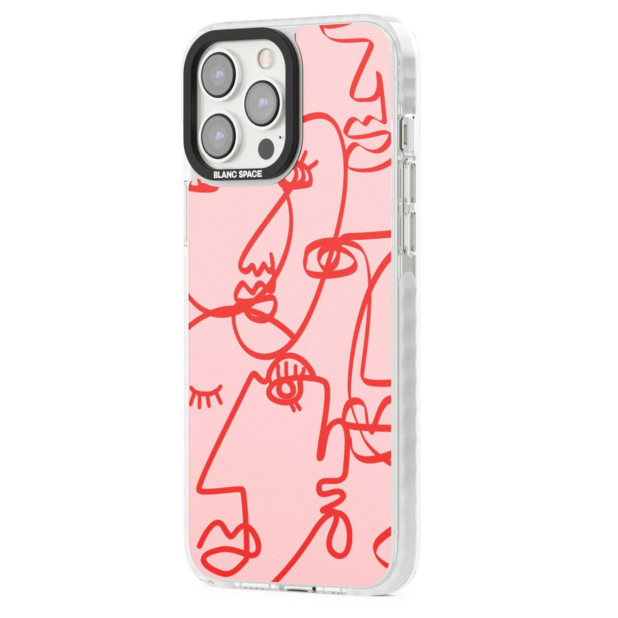 Abstract Continuous Line Faces Red on Pink