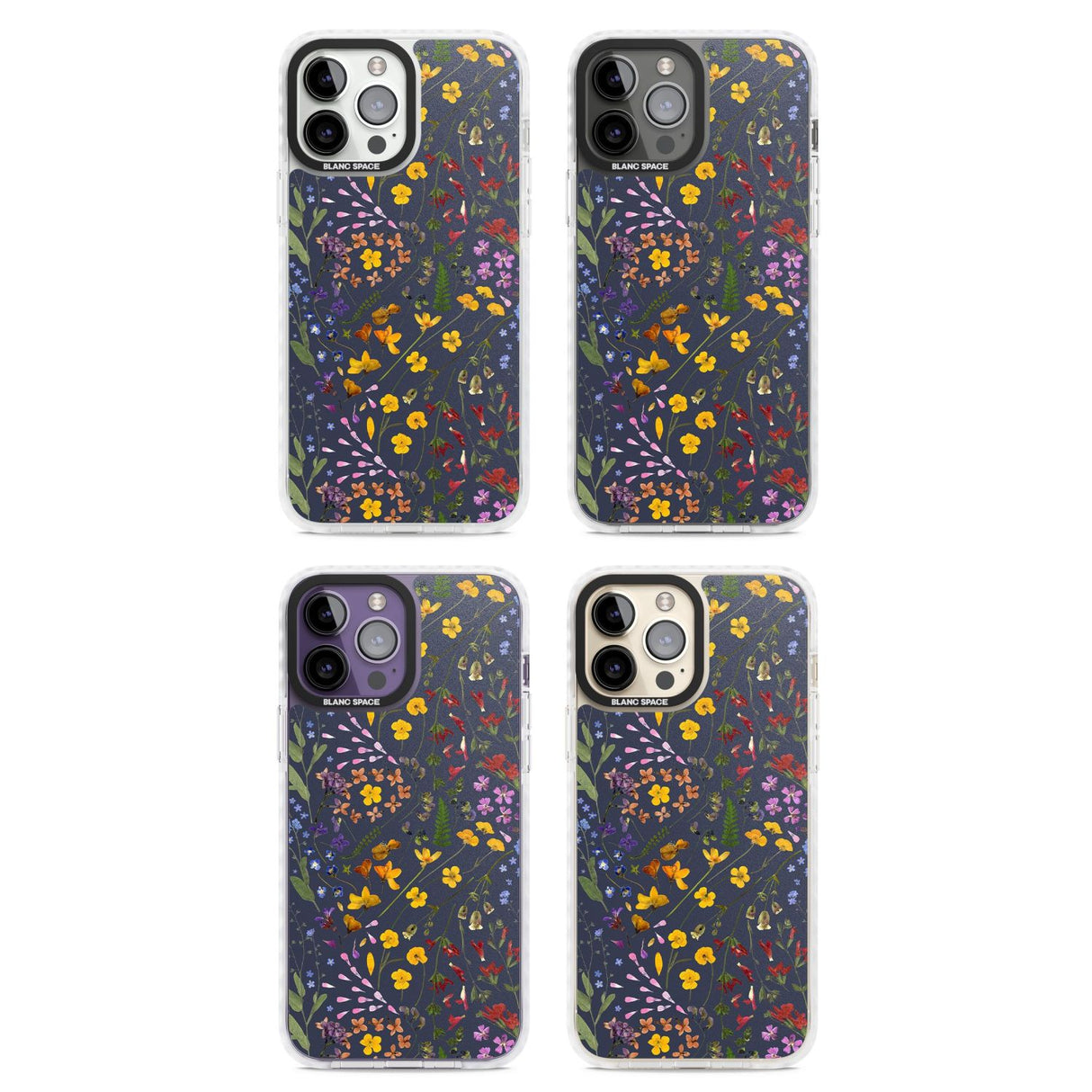 Wildflower & Leaves Cluster Design - Navy