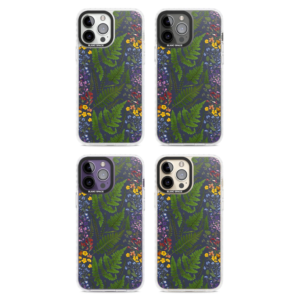 Busy Floral and Fern Design - Navy