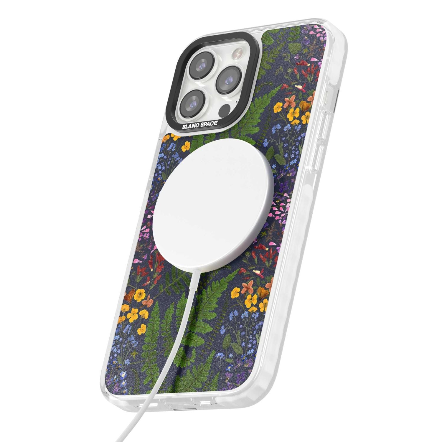 Busy Floral And Fern Design Navy