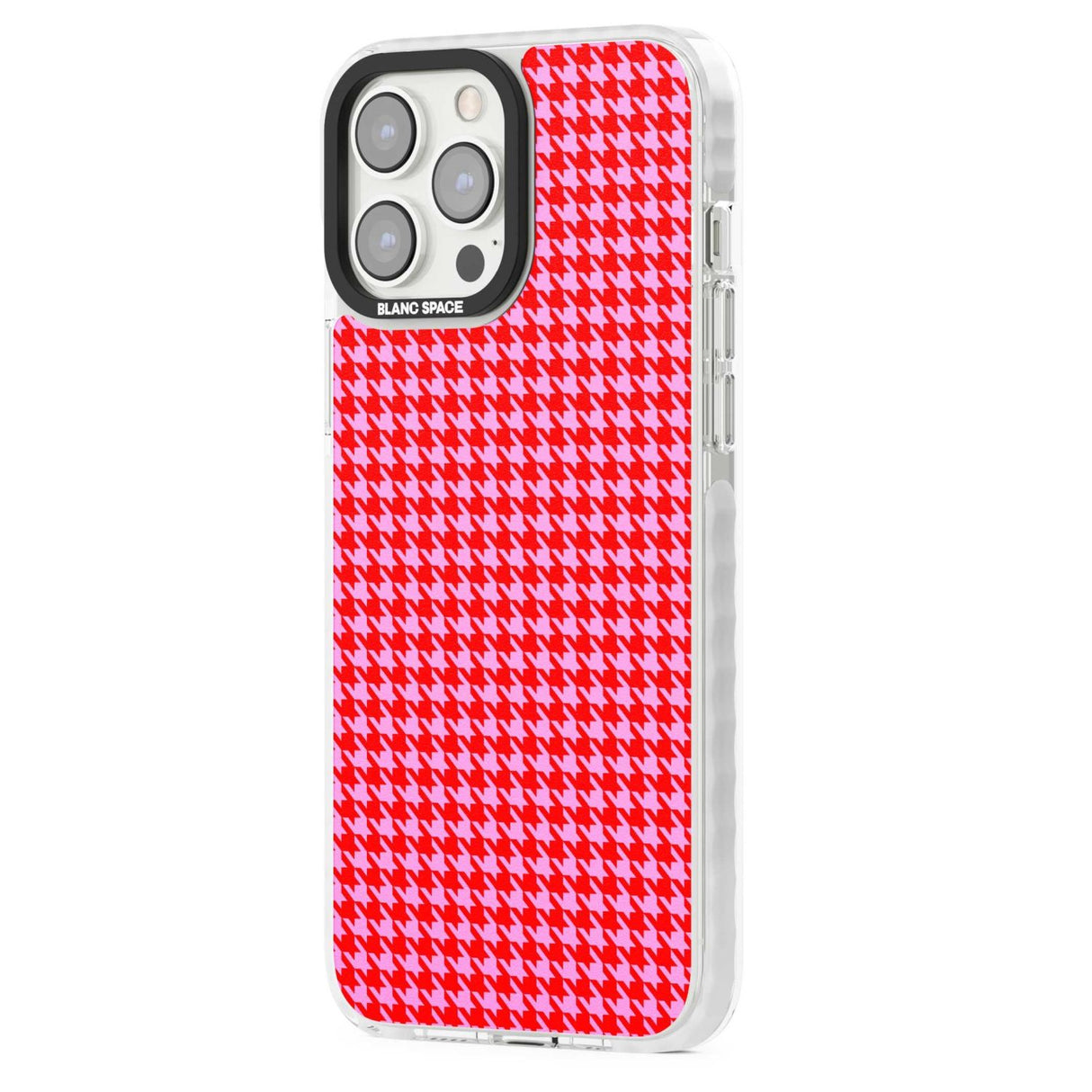 Neon Pink & Red Houndstooth Pattern