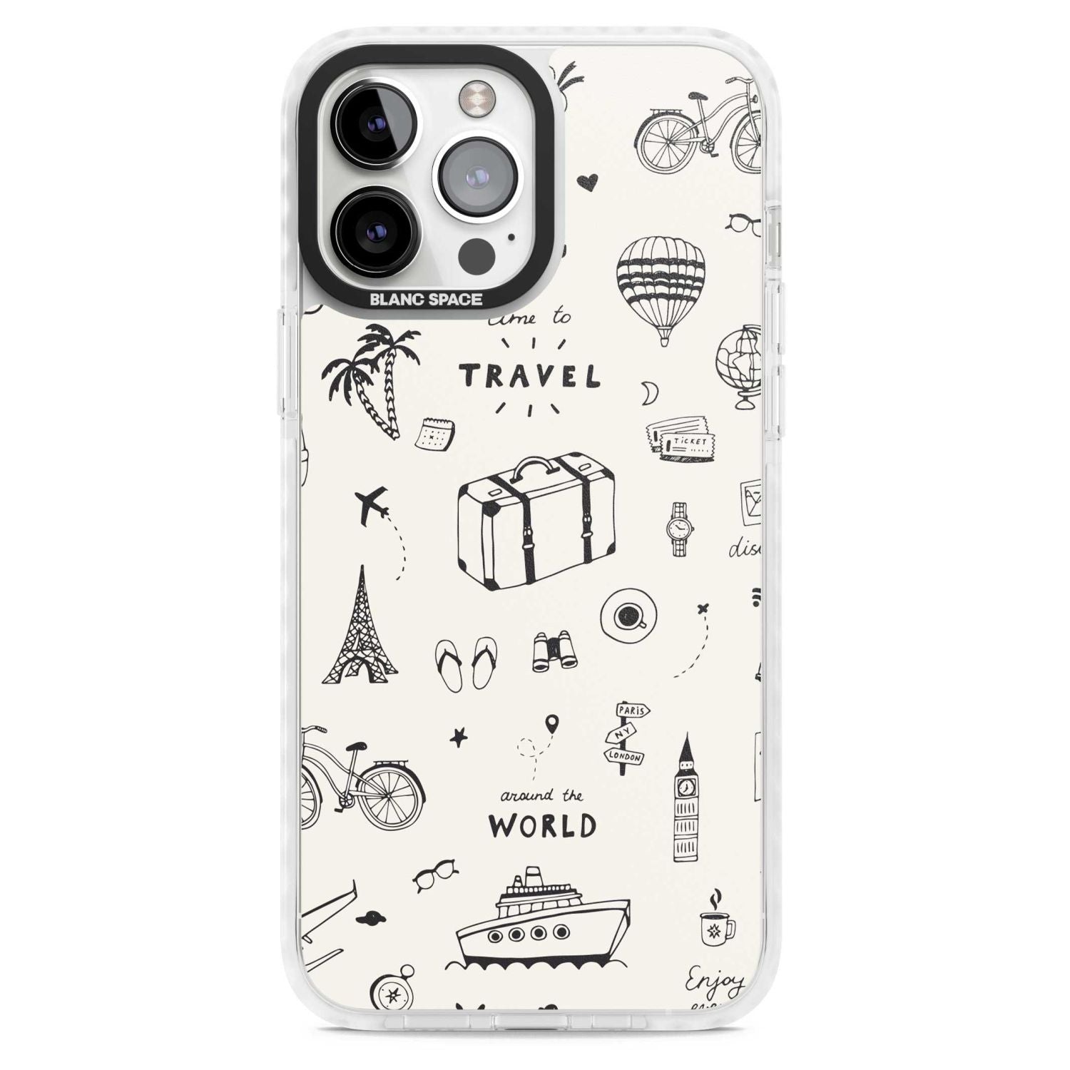 Cute Travel Pattern, White on