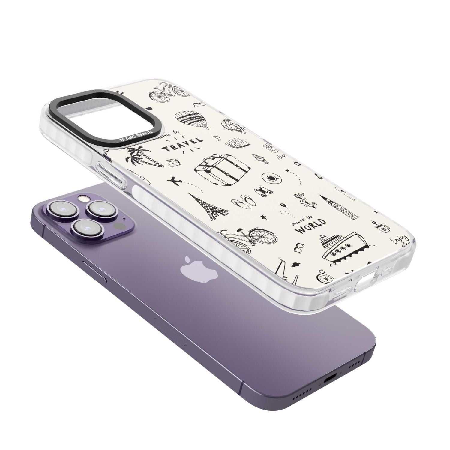Cute Travel Pattern, White On