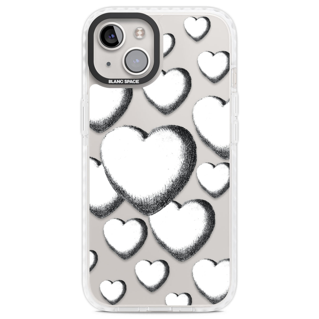 Hand-Drawn Hearts Clear Impact Phone Case for iPhone 13, iPhone 14, iPhone 15